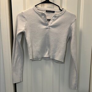 Brandy Melville Ribbed Crop Top - Cream